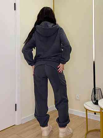 Женский теплый костюм двойка: худи и штаны двусторонний полар флис Графит, 44/48 Одесса