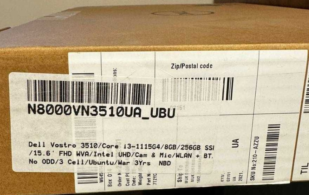 Ноутбук: DELL Vostro 3510/Core i3-1115G4/ 8Gb./256Gb.SSD/Ubuntu. Харків - фото 3