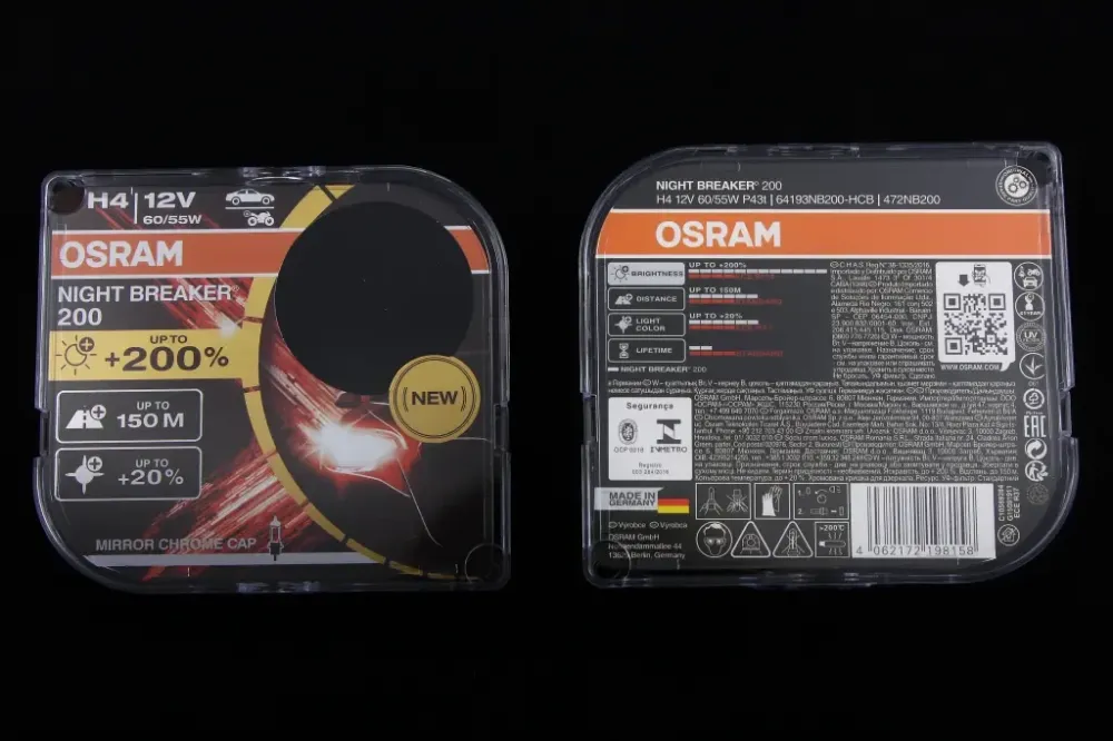 Лампа галогенная 12В  H4/P43t Osram 60/55 +200% Night Breaker 200 (2 шт.) Винница - изображение 2