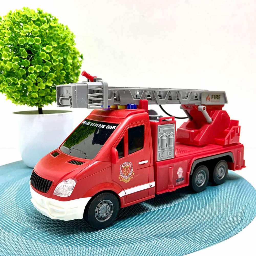 Машинка пожежна 27 см гумові колеса рухомі деталі звук світло Червона (JS139-40) Чернігів - фото 8