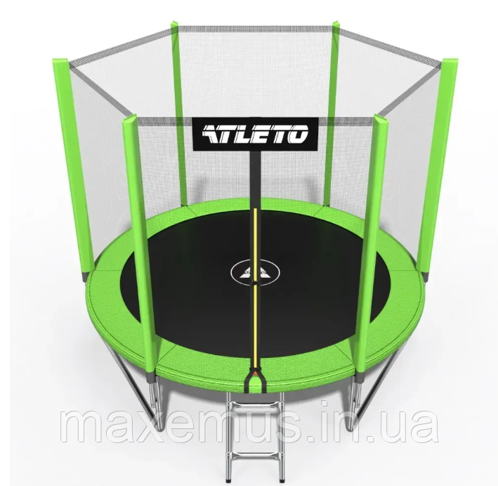 Батут Atleto 252 см (8 ft) с защитной сеткой и лестницей детский садовый батут зеленый Premium Мостиска - изображение 9