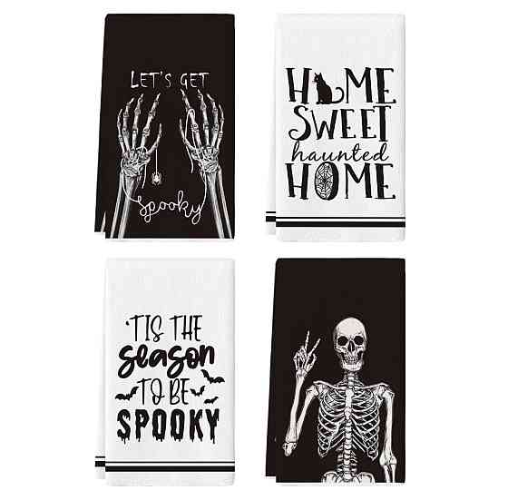 Набір святкових кухонних рушників з тематичними написами Хелловіну 4шт Луцк