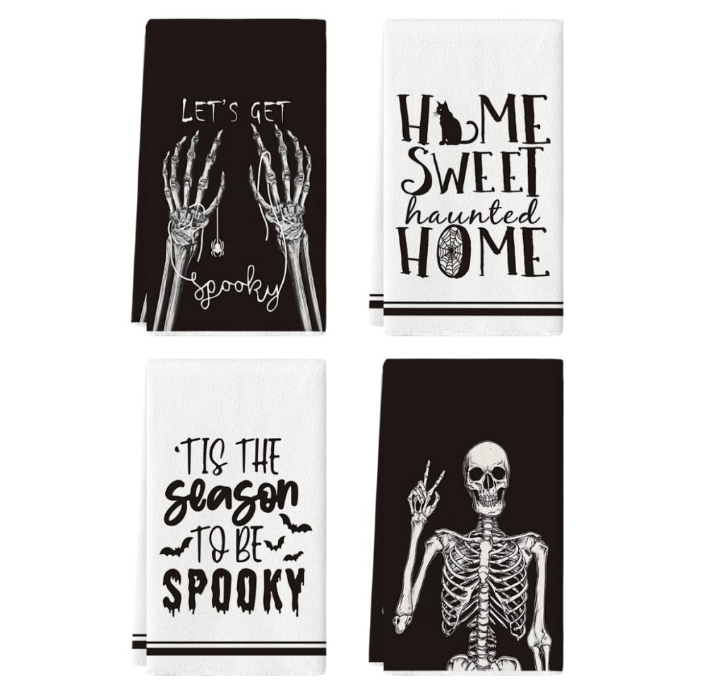 Набір святкових кухонних рушників з тематичними написами Хелловіну 4шт Луцк - изображение 1