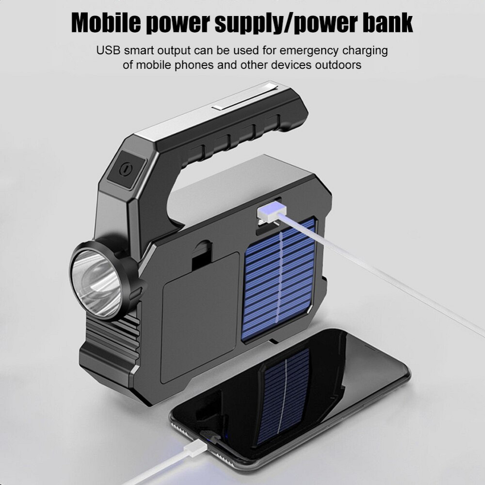 Світлодіодний ручний ліхтар Starnearby з акумулятором, на сонячній батареї (З сріблястою вставкою) Миколаїв - фото 4