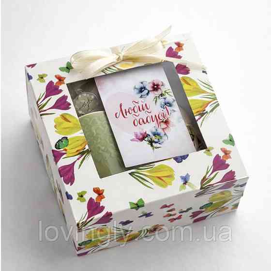 Подарунковий набір бабусі - чашка , чай з лавандою, цукерки, ситечко-сердечко, сухоцвіти, листівка, коробка Ірпінь