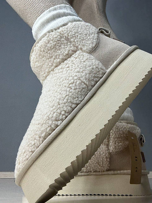 Уггі жіночі Itts 1707-3 з хутром тедді на платформі молочні, 39, 24,5 см Київ - фото 5