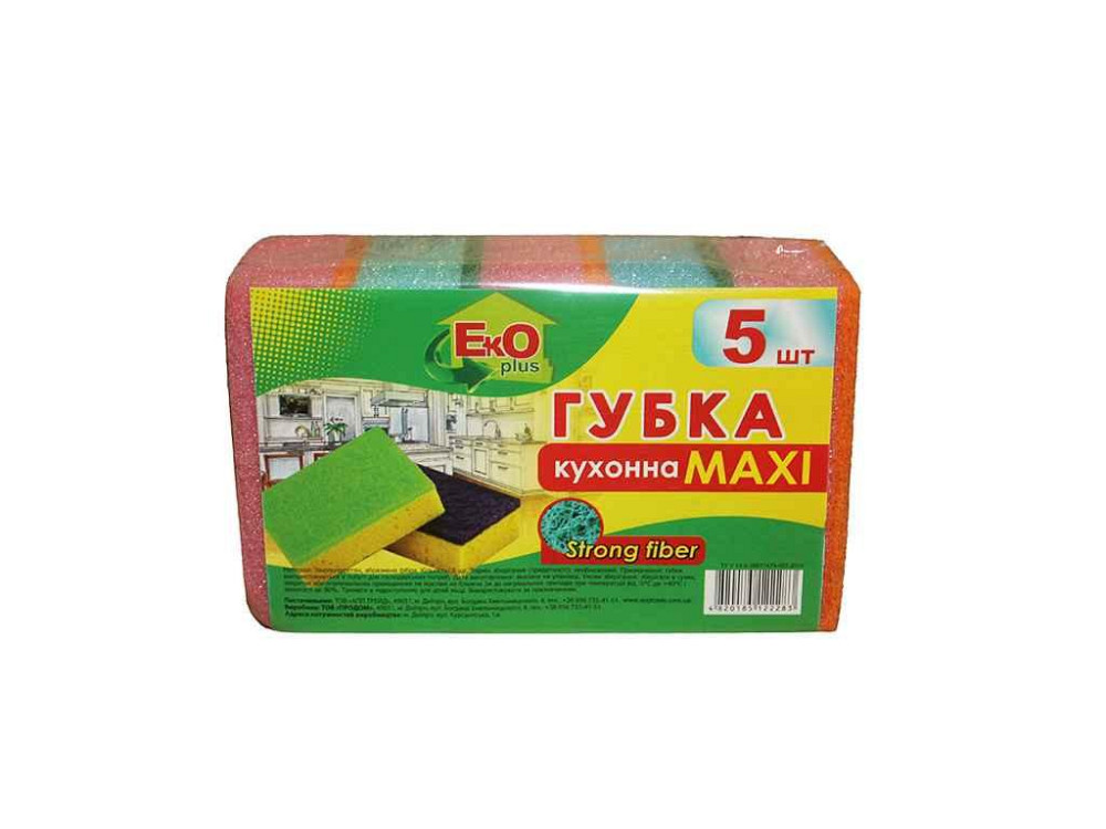 Губка кухонна 5шт (Maxi) ТМ EKO PLUS Solmir Київ - фото 1