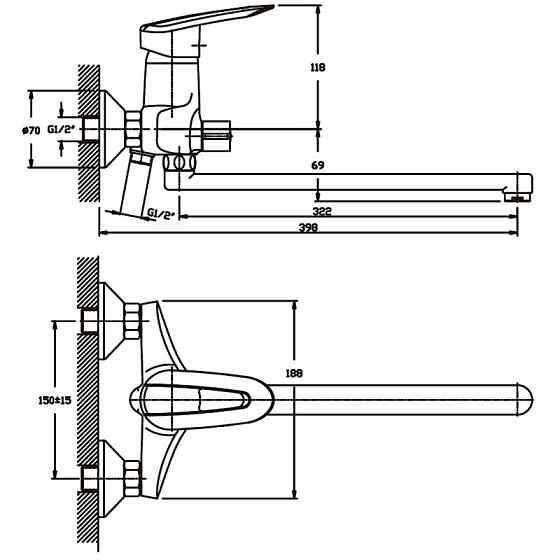 Смеситель для ванны Haiba Disk 006 (HB0054) Киев