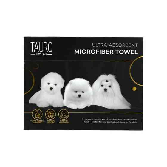 Tauro Pro Line Рушник з мікрофібри високопоглинальний з померанським шпіцем, мальтійською болонкою та бішоном фрізе, 80 x 160 см Київ