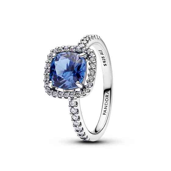 Серебряное кольцо Pandora с синим квадратным камнем 193550C01 58 Київ