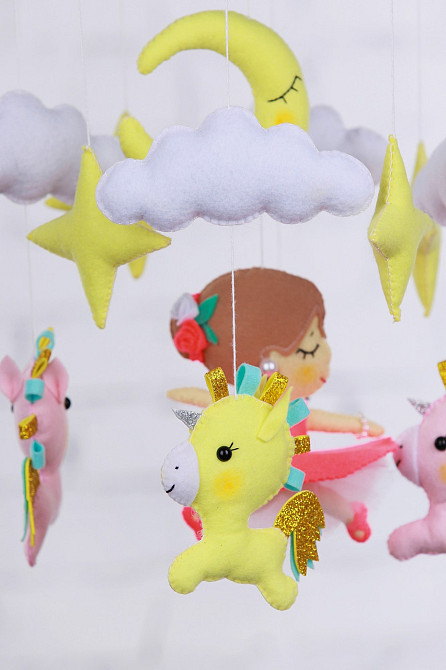 Дитячий музичний мобіль на ліжечко WooolyWool «Балеринка з єдиноріжками» з 35 мелодіями Київ - фото 4