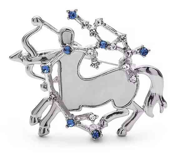 Брошка знак зодіаку "Стрілець" Сріблястий Сміла