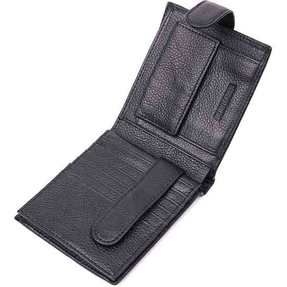 Мужской трендовый бумажник из натуральной кожи ST Leather 22553 Черный Киев