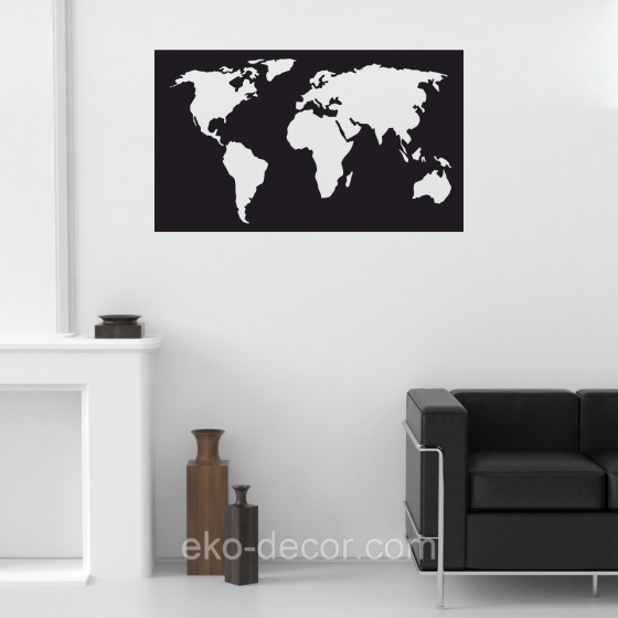 Декоративное настенное Панно «Карта», Декор на стену 110*64 см, Черный Киев