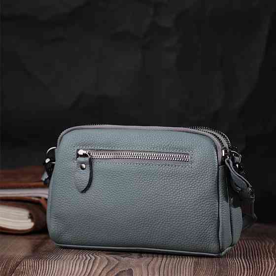 Жіноча повсякденна сумка на два відділення з натуральної шкіри Блакитна (Vintage) Київ