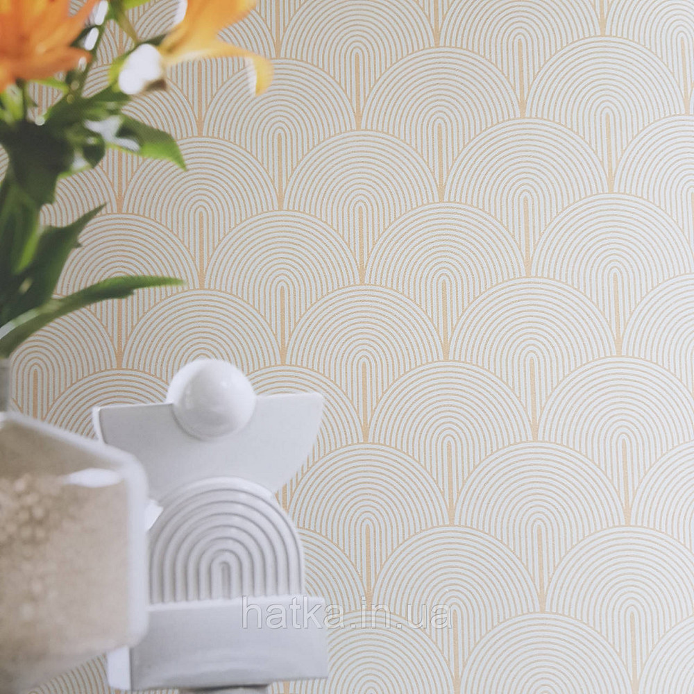 Шпалери флізелінові екологічно чисті Rasch Salisbury 0.53х10 геометрія напівкола золотисті смуги на зеленому Київ - фото 1