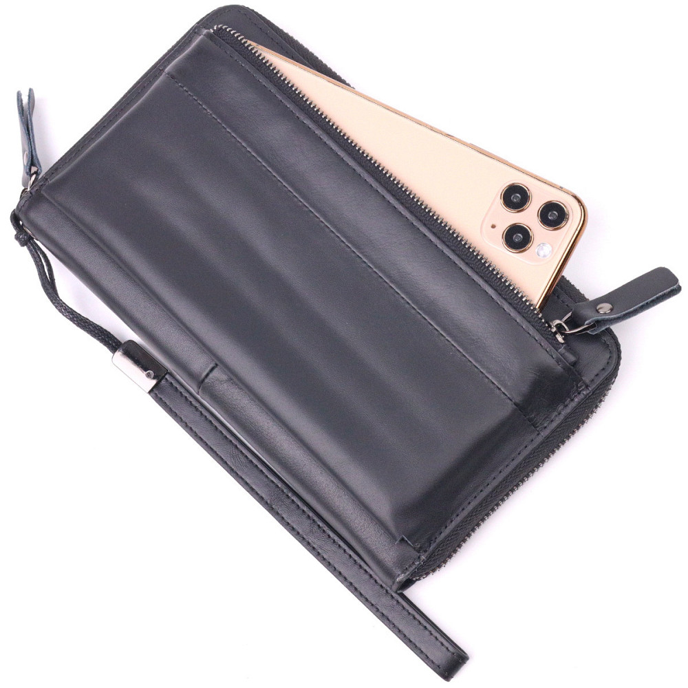 Оригінальний чоловічий клатч з натуральної гладкої шкіри Чорний (Vintage) Київ - фото 9