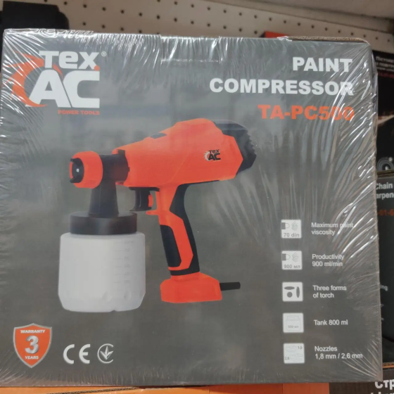 Якісний краскопульт TEX.AC TA-PC500 : 500 Вт, бак 800 мл, 900 мл/хв, форсунка 2.6 мм Київ