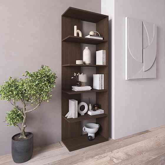 Стеллаж VAYS D-6 Венге Темный, книжная полка из 5 открытых секций, ЛДСП, 60×30×178 см - для дома, офиса, гостиной Львов