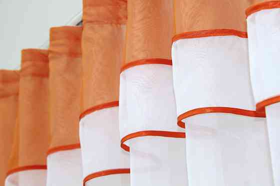 Кухонная гардина VR-Textil № 036к арка белый с оранжевым 280х170 см (52-0466) Киев