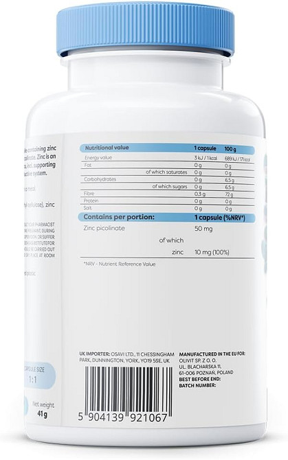 Піколінат цинку Osavi Zinc Picolinate 50 мг 120 капсул Луцьк - фото 2
