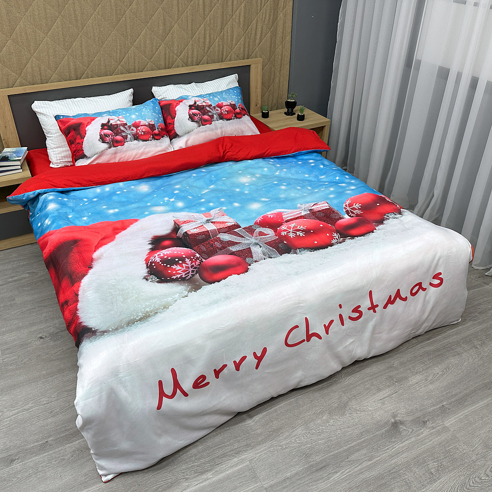 Комплект постельного белья Фланель, Евро 200х220 с Рождественским (Новогодним) принтом (88-203) Киев - изображение 1