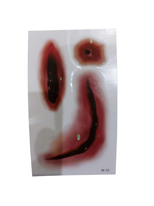 Наклейки тату на Хелловін рани 10 на 6 см червоний Київ - фото 1