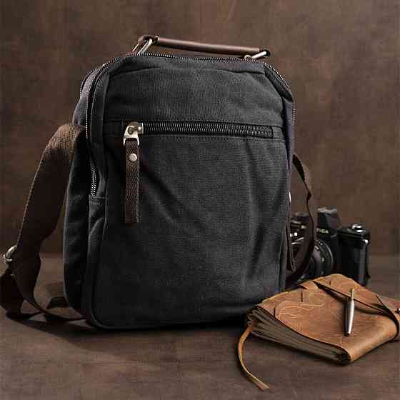 Сумка вертикальная текстильная Vintage 20079 Черная Киев