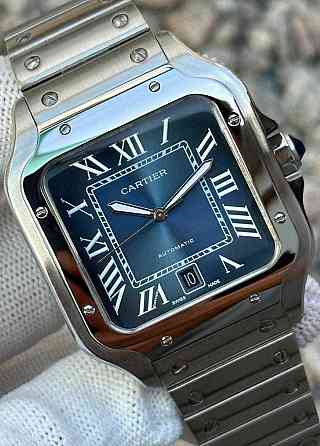 Швейцарський годинник Cartier Santos Silver-Blue Харків