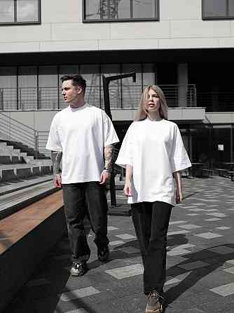 Парные футболки оверсайз(oversize) для мужа и жены, для влюбленных пар SANE белые M Одесса