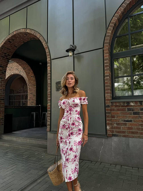 Женское стильное элегантное длинное платье из штапеля Розовый, 44/46 Одесса - изображение 3