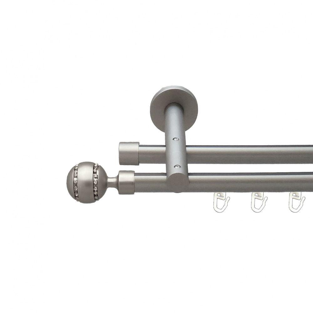 Карниз Orvit Аркадія металевий дворядний циліндр на профіль (16 см) профільна труба  Сатин 19\19 мм 240 см Львов - изображение 1