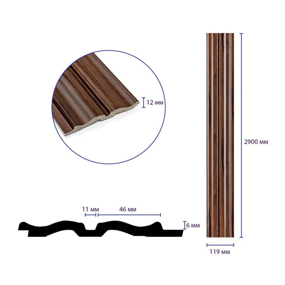 Рейка декоративна PS 2900х119х12мм Бронзовий венге SW-00002144- Дніпро - фото 10