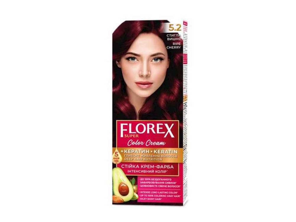 Крем-фарба Стигла вишня д/волосся КЕРАТИН 5.2 ТМ Florex Solmir Киев - изображение 1