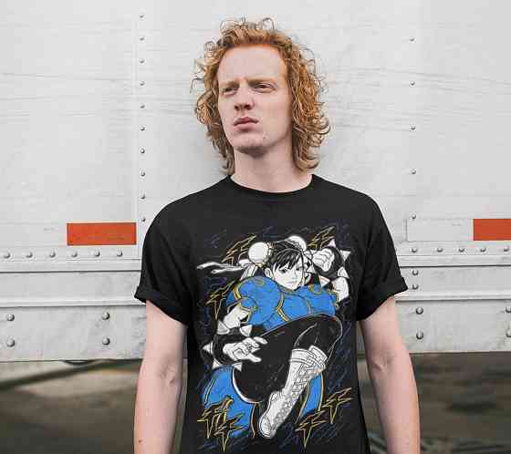 Футболка для мальчика аниме Кхун Ли Стреет Фигхтер оверсайз (рост от 165 до 180 ) Черний AnimeJ0957m Днепр