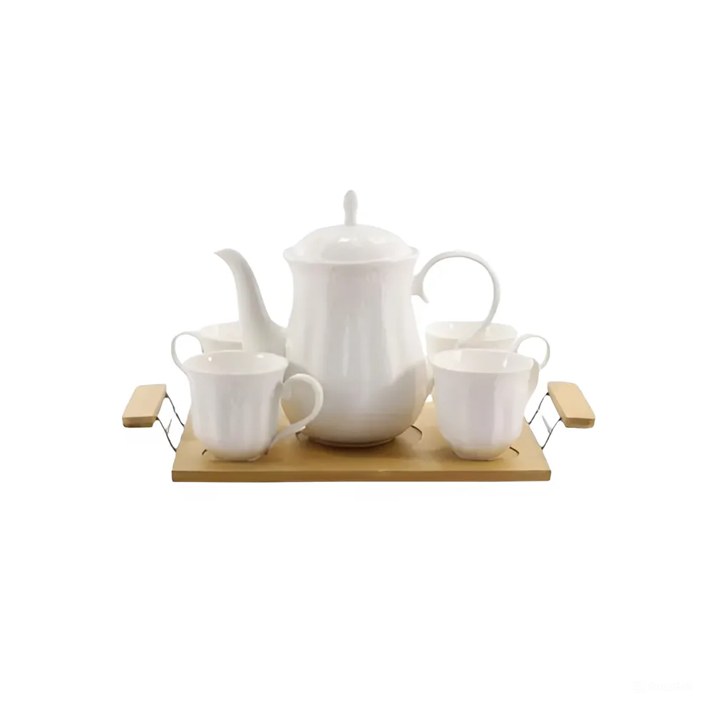 Набір чайний 5 предметів (ч.170мл*4шт + заварник 900мл) на дерев'яній підставці PJ03157 Interos Житомир - фото 1
