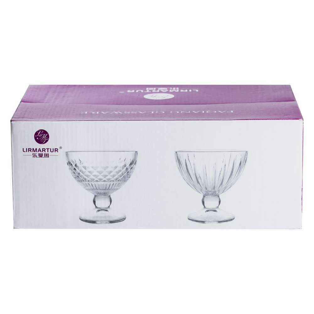 TS Kitchen Креманка на ніжці скляна прозора 250 (мл) набір креманок 6 штук для салатів, десерті Киев - изображение 2