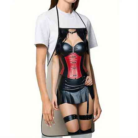 Фартух з приколом для жінок – дівчина в шкіряному платті 72 на 53 см різнобарвний Київ