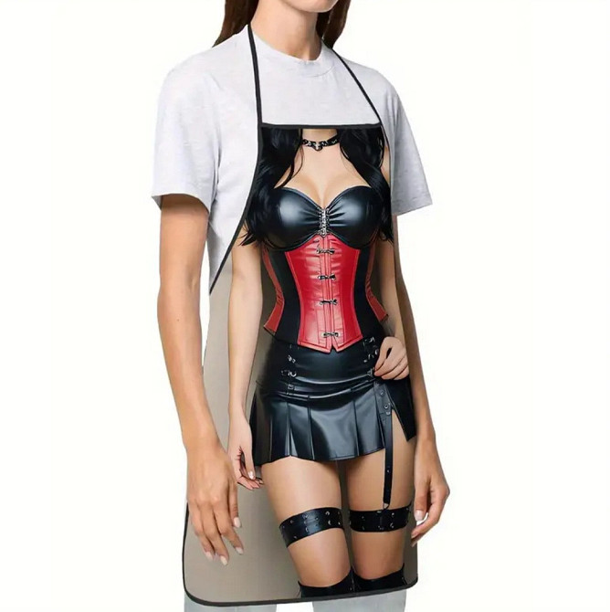 Фартух з приколом для жінок – дівчина в шкіряному платті 72 на 53 см різнобарвний Київ - фото 2