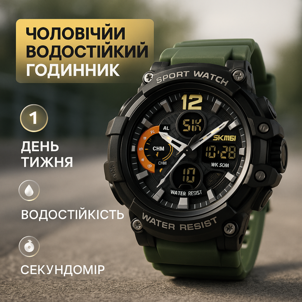 Водонепроницаемые часы 50 м SKMEI 1343AG, Цифровые часы для активного образа жизни EW-52 Львов - изображение 17