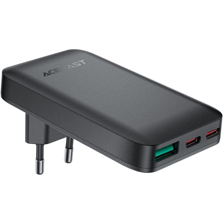 Зарядний пристрій 3xUSB 65W (2xUSB-C+USB-A) Gan A100 Fast Charger Ultra thin black Acefast Винница - изображение 1