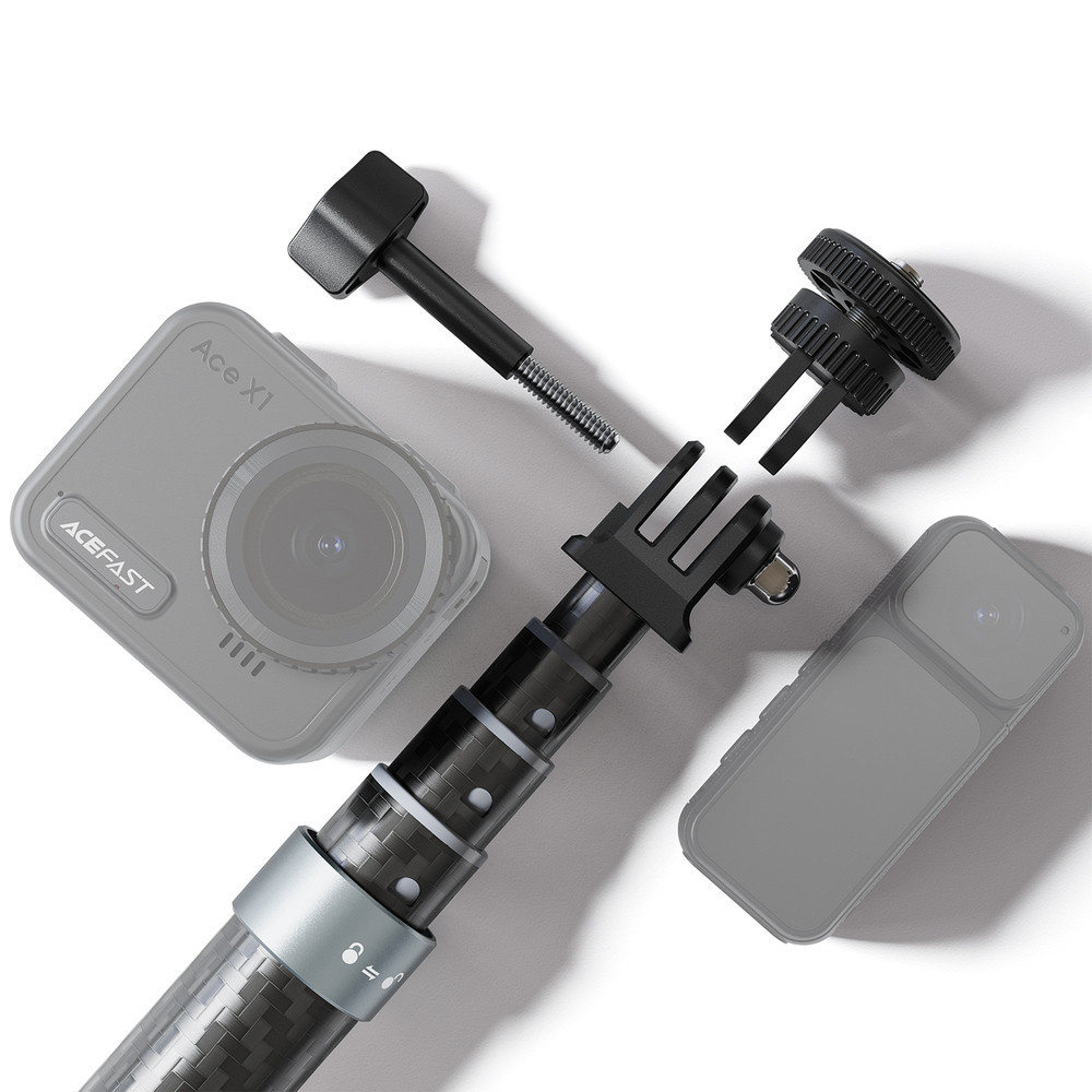 Монопод ACEFAST E38 1.2m carbon fiber telescopic selfie stick Gray-Black Одеса - фото 7