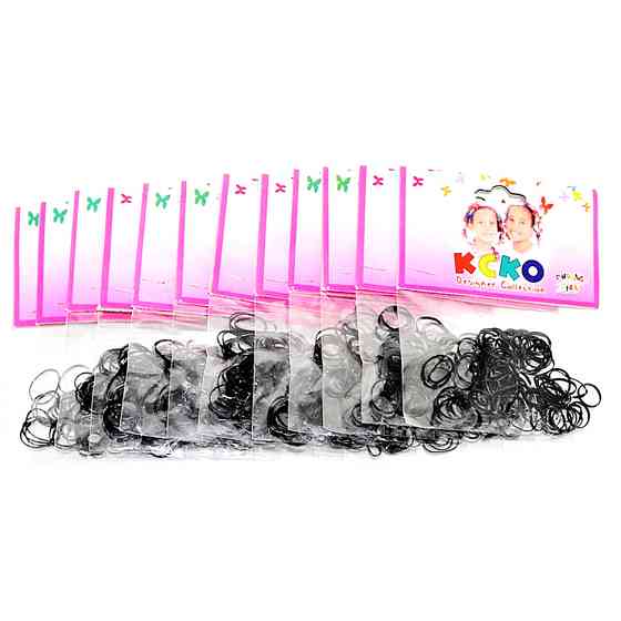 Силіконові резинки для волосся Міні Чорні 0308-509, 12 упаковок Вінниця