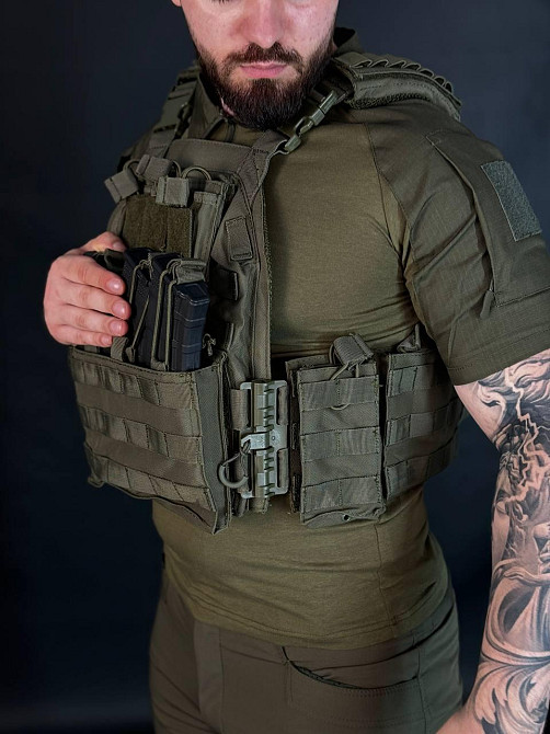Тактична плитоноска Yakeda з 9 підсумками тактична плитоноска олива бронежилет на системмі моллі   WAR Львів - фото 9