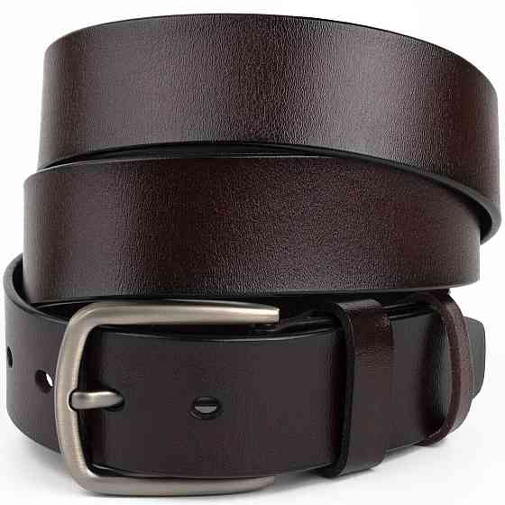 Ремень мужской с затемненной пряжкой механика Vintage 20315 Коричневый Киев