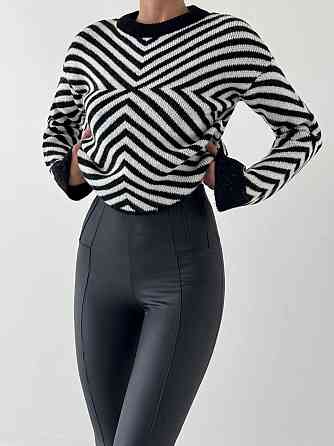 Жіночий оверсайз светр з геометричним принтом машинна вʼязка Одеса