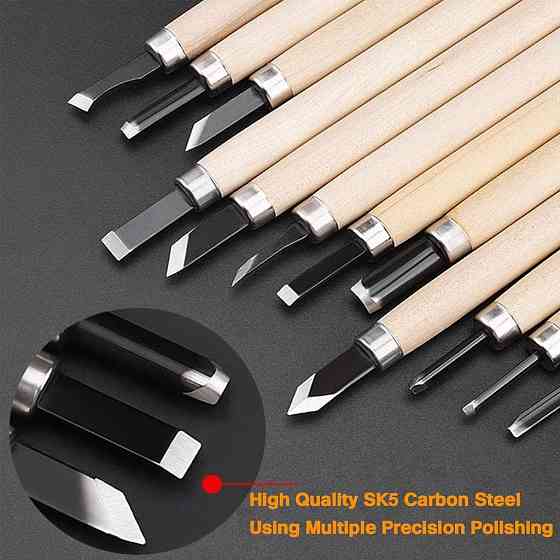 Набор стамесок по дереву 12 шт, сталь + дерево, для резьбы и столярных работ Киев