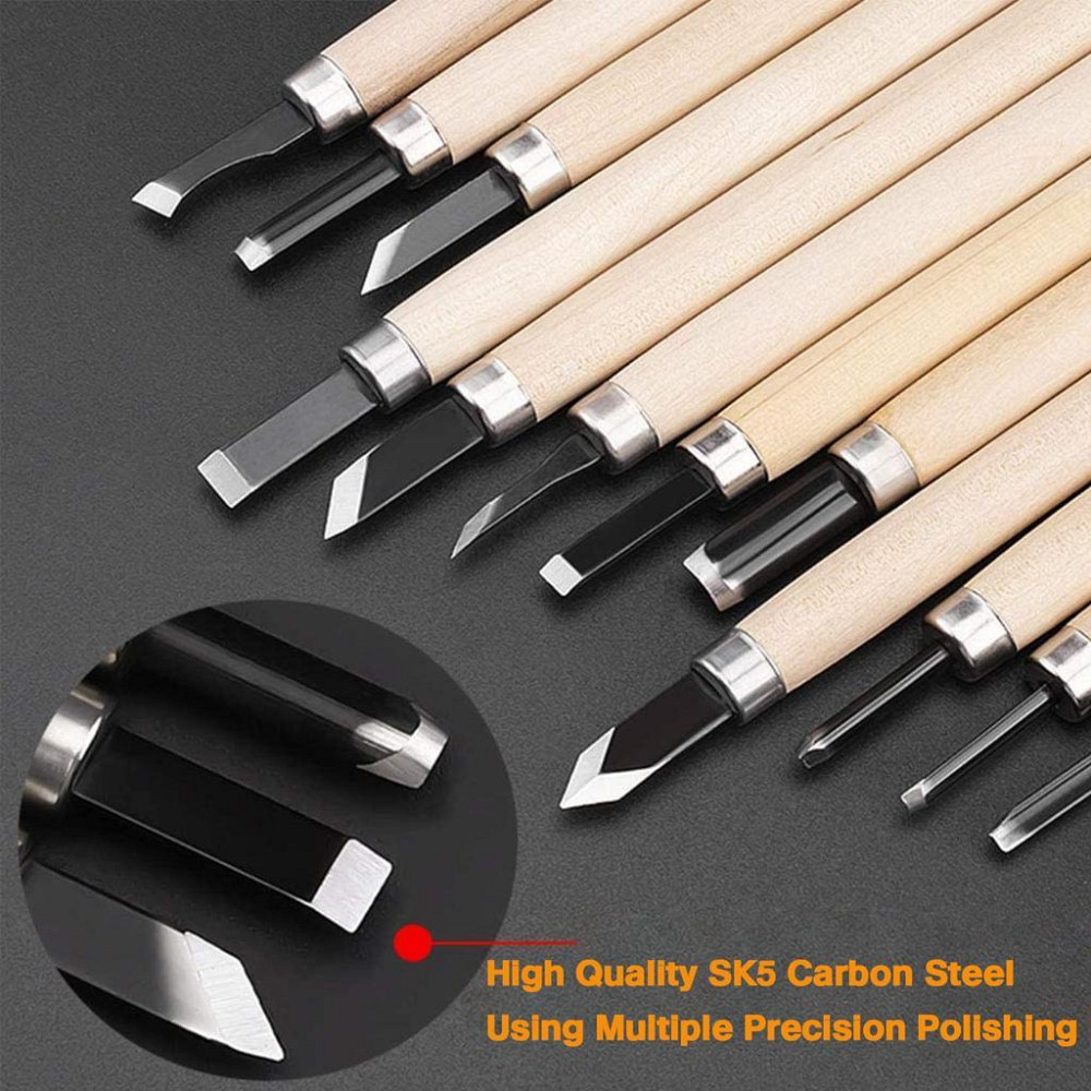 Набор стамесок по дереву 12 шт, сталь + дерево, для резьбы и столярных работ Киев - изображение 5