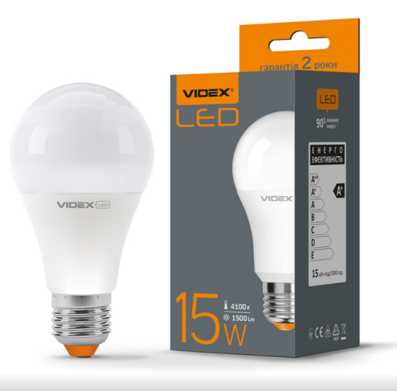 Лампа A65e 15W E27 4100К 220V LED Videx Житомир