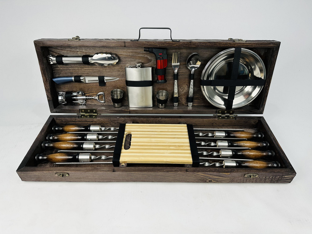 Подарунковий набір шампурів в дерев'яному кейсі МАКСІ HAPPY DAYS Тернопіль - фото 1